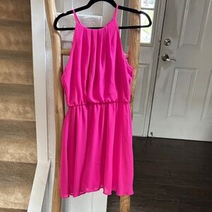 Hot Pink Sleeveless Halter Style Dress Francesca's